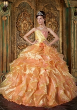 2014 Puffy Strapless Beading and Ruffles Quinceanera Dresses