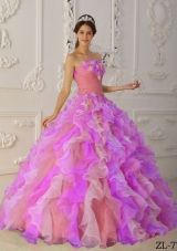2014 Romantic Multi-Color Puffy Strapless Ruffles Quinceanera Dresses