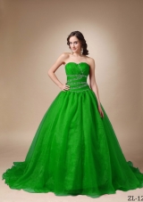 Brand New Princess Sweetheart Sweep Train with Beading Quinceanea Dress for 2014