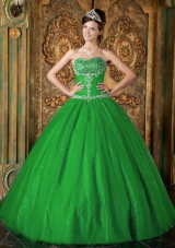 Lovely Princess Sweetheart with Beading for 2014 Green Quinceanera Dress