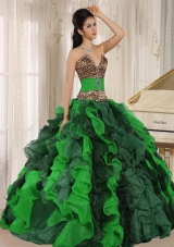 Wholesale V-neck Multi-color Ruffles 2014 Beading Quinceanera Dresses
