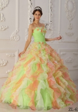 2014 Multi-Color Puffy Strapless Ruffles Quinceanera Dresses