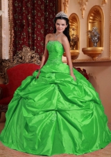 Fashionable Green Ball Gown Strapless with Beading Quinceanera Dress for 2014