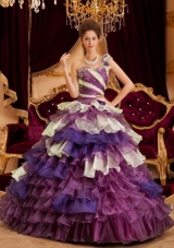 Perfect Princess One Shoulder Quinceanera Dresses with Ruffled Layers