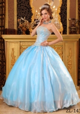 2014 New Style Puffy Strapless Beading Quinceanera Dresses with Appliques
