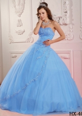 Classical Puffy Sweetheart Appliques 2014 Quinceanera Dresses in Baby Blue