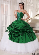 Exquisite Puffy Sweetheart with Pick-ups Appliques Quinceanera Dress for 2014