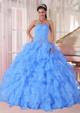 Puffy Strapless Ruffles and Beading Quinceanera Dresses for 2014