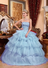 2014 Fashionable Strapless Beading Quinceanera Dresses with Ruffled Layers