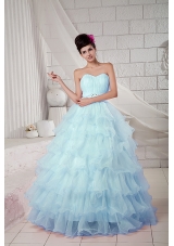 2014 Puffy Sweetheart Beading Quinceanea Dresses with Ruffles