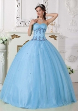 Lovely Light Blue Sweetheart Appliques Beading 2014 Quinceanera Dresses