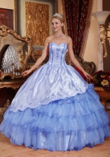 Popular Sweetheart Embroidery 2014 Quinceanera Dresses with Ruffled Layers
