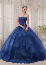 2014 Pretty Strapless Beading Puffy Quinceanera Dresses