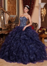 2014 Pretty Sweetheart Sequins Puffy Quinceanera Gowns with Ruffles