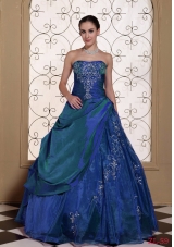 Affordable Strapless Embroidery 2014 Quinceanera Dresses For Military Ball