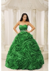 Classical Green Sweetheart Beaded and Hand Made Flower for 2014 Quinceanera Dress