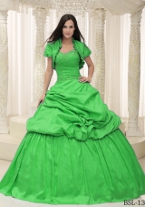 Classical Sweetheart Appliques Lace Up For Quinceanera Dress with Pick-ups