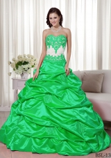 Fashionable A-line Sweetheart with Appliques and Pick-ups for 2014 Quinceanera Dress