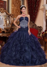 Princess Sweetheart Beading 2014 Quinceanera Dresses with Navy Blue