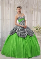 2014 Spring Green Puffy Sweetheart Quinceanera Gowns with Pick-ups