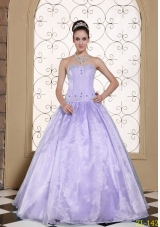 2014 Elegant Quinceanera Dresses Strapless Embroidery Bodice and Beading
