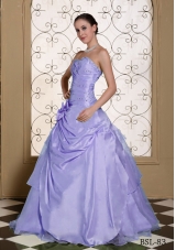 Beaded Bust Sweet Quinceanera Dresses 2014 Hand Made Flower