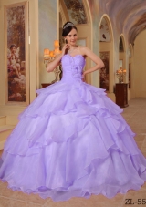 Popular Lavender Puffy Sweetheart Ruffles and Beading Quinceanera Dresses for 2014