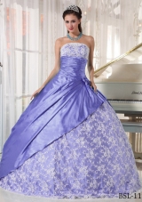 2014 Beautiful Puffy Strapless Lace Quinceanera Dresses with Hand Made Flower