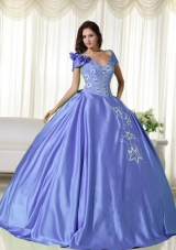2014 Lovely Puffy Off the Shoulder Embroidery Quinceanera Dresses