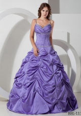 Beautiful Princess Spaghetti Straps with Beading Quinceanera Dress for 2014