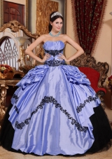 Sweet Lavender Puffy Strapless Appliques Quinceanera Dresses for 2014