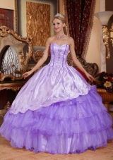 2014 Modest Sweetheart Embroidery Quinceanera Dresses with Ruffled Layers