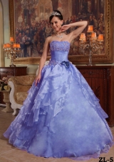 2014 New Style Lavender Puffy Strapless Beading Quinceanera Dresses
