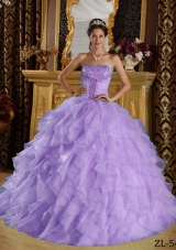 Beautiful Puffy Strapless Embroidery and Beading Quinceanera Dresses for 2014