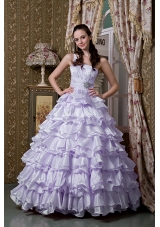 Brand New Lilac Princess One Shoulder Beading Ruffled Layers 2014 Quinceanea Dresses