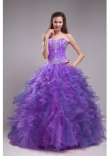 Pretty Puffy Sweetheart Ruffles and Appliques Quinceanera Dress for 2014