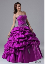 2013 Ball Gown Pick-ups Quinceanera Dress With Beading and Ruche