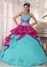 Ball Gown Sweetheart Floor-length Taffeta Appliques Quinceanera Dress