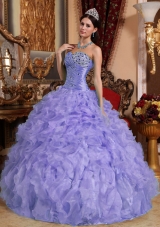 Exquisite Sweetheart Beading and Ruffles Lavender Quinceanera Dress for 2014