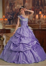 Luxurious Purple Puffy One Shoulder 2014 Quinceanera Dress