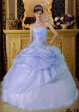 Luxurious Quinceanera Dresses in Light Blue Puffy Strapless 2014 Beading Ruched