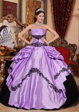 Pretty Lavender Puffy Strapless Appliques Quinceanera Dresses for 2014