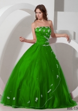 2014 Ball Gown Strapless Elegant Quinceanera Dresses with Appliques Beading