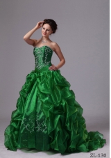 Appliques and Pick-ups Sweep Train Quinceanera Dresses For Custom Made