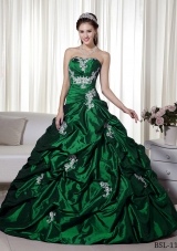 Princess A-line Strapless 2014 Quinceanera Dresses with Appliques