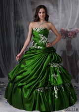 Puffy Strapless 2014 Spring Cheap Quinceanera Dresses Appliques