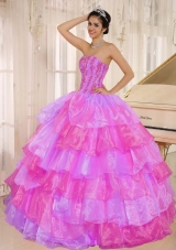 Ruffled Layers and Appliques Decorate Up Bodice For Multi Color Quinceanera Dress
