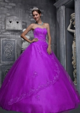 Sweetheart Taffeta and Tulle Quinceanera Dress with Beading and Appliques