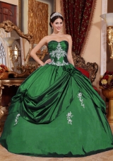 2014 Spring Puffy Sweetheart Appliques Quinceanera Dresses for Military Ball