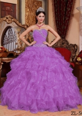 Beading and Ruffles Sweetheart Organza Long Sweet Sixteen Dresses